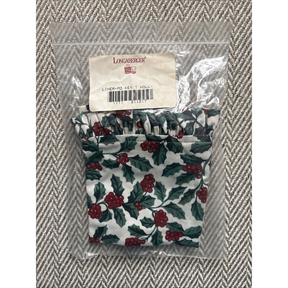 Longaberger Traditional Holly Liner for Medium Key‎ Basket  #211217